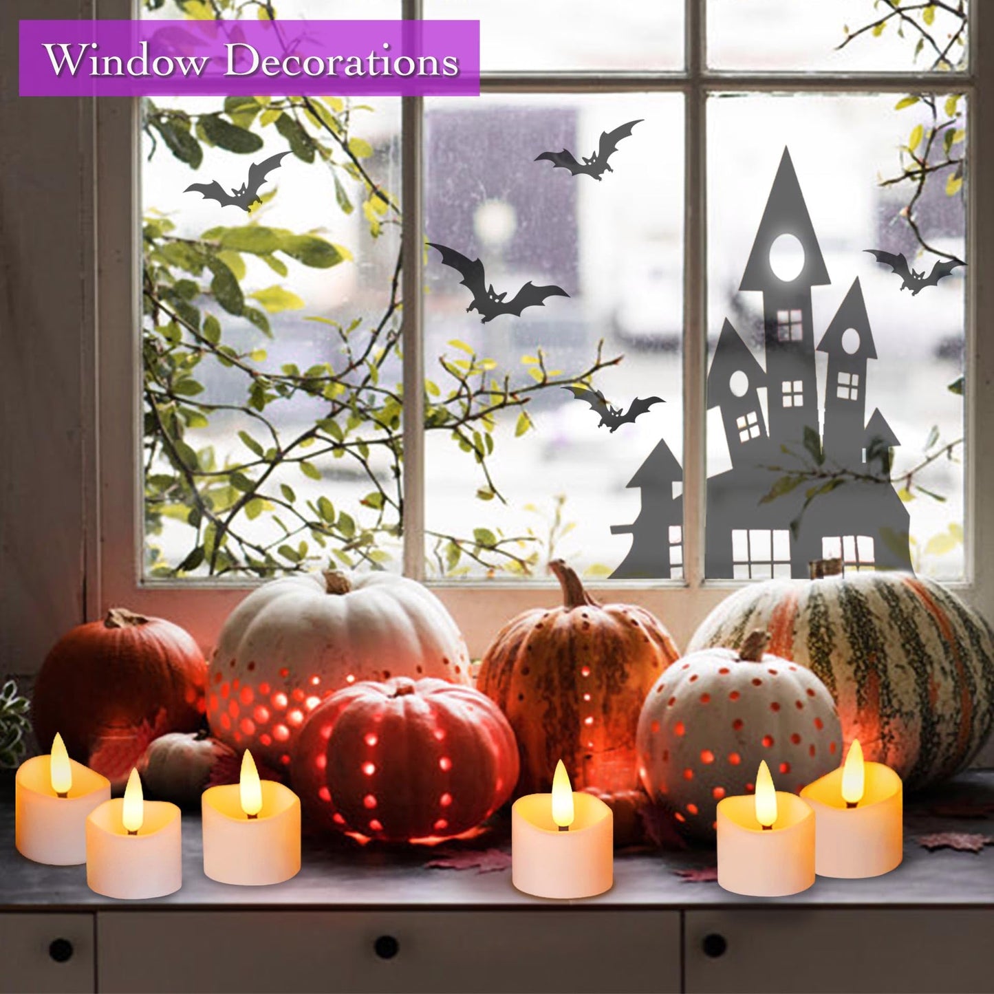 SingTok 12 Set LED Timer Tea Lights Battery Operated, Flameless Timer Votive Tealight flickering Fake Candles Bulk for Christmas Halloween Decoration