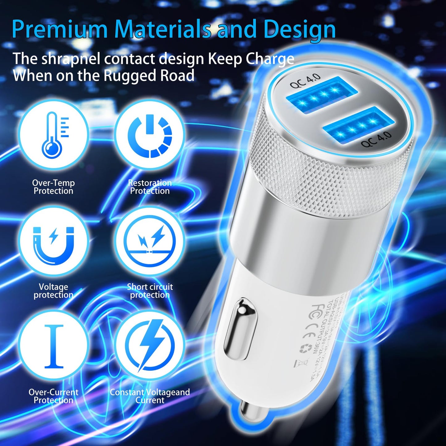 [Apple MFi Certified] iPhone Fast Car Charger, Dual USB A Rapid Car Charger with 2x3Ft Lightning Cable Cord Compatible for iPhone 14/13/12/11/Pro