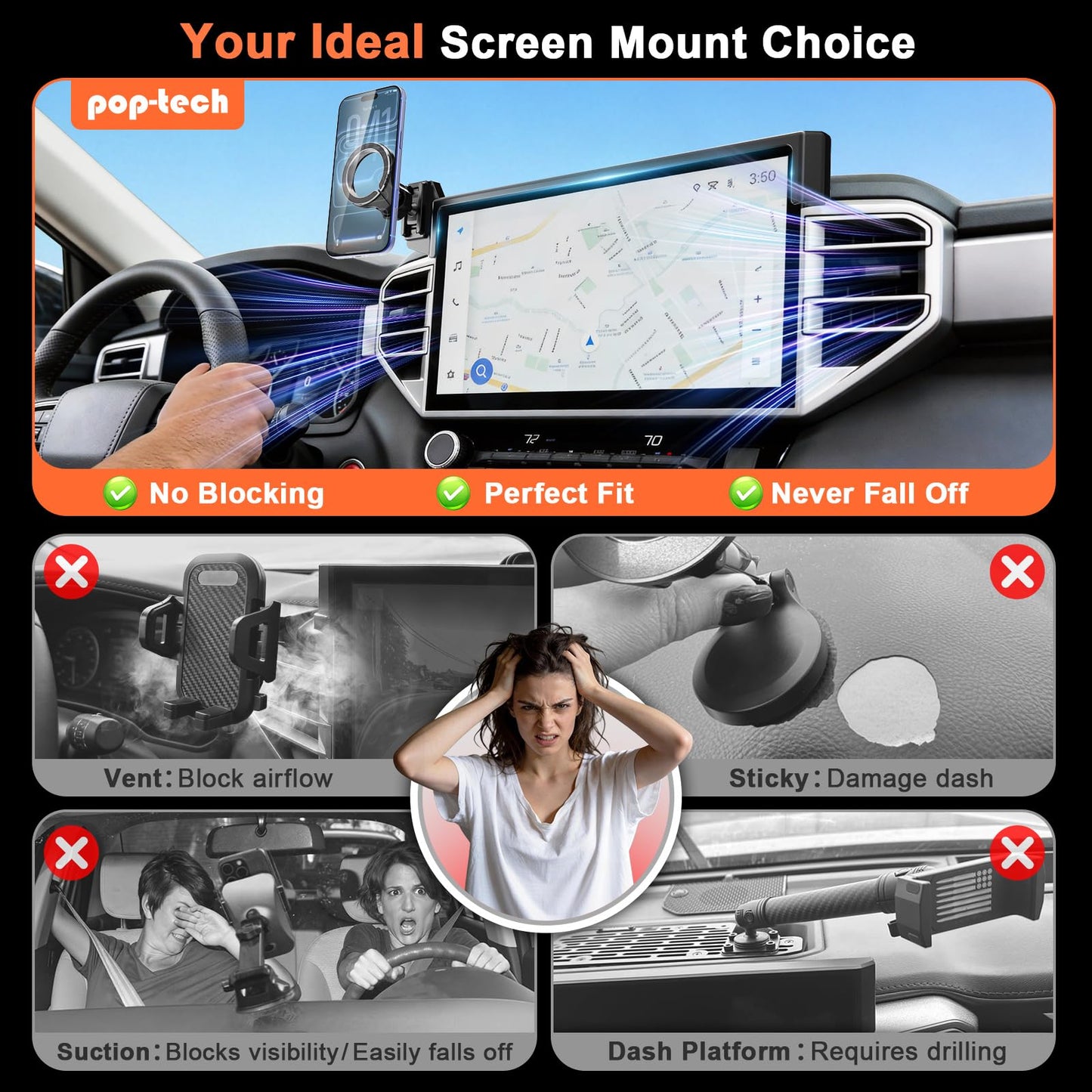 Car Phone Mount for Toyota Tundra 2022 2023 2024 2025 2026 & Sequoia 2023-2026: Magnetic Cell Phone Holder for 3rd Gen Toyota 14-Inch Screen