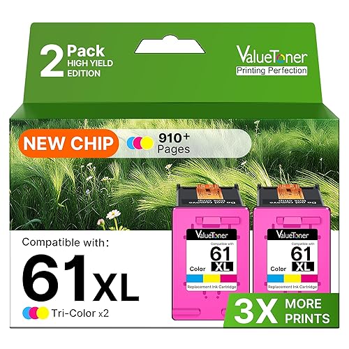61XL Color Ink Cartridges Replacement for HP 61 Color Ink Cartridge High Yield for HP Envy 4500 5530 4502 5535 Deskjet 1000 1056 1510 1512 1010 1055