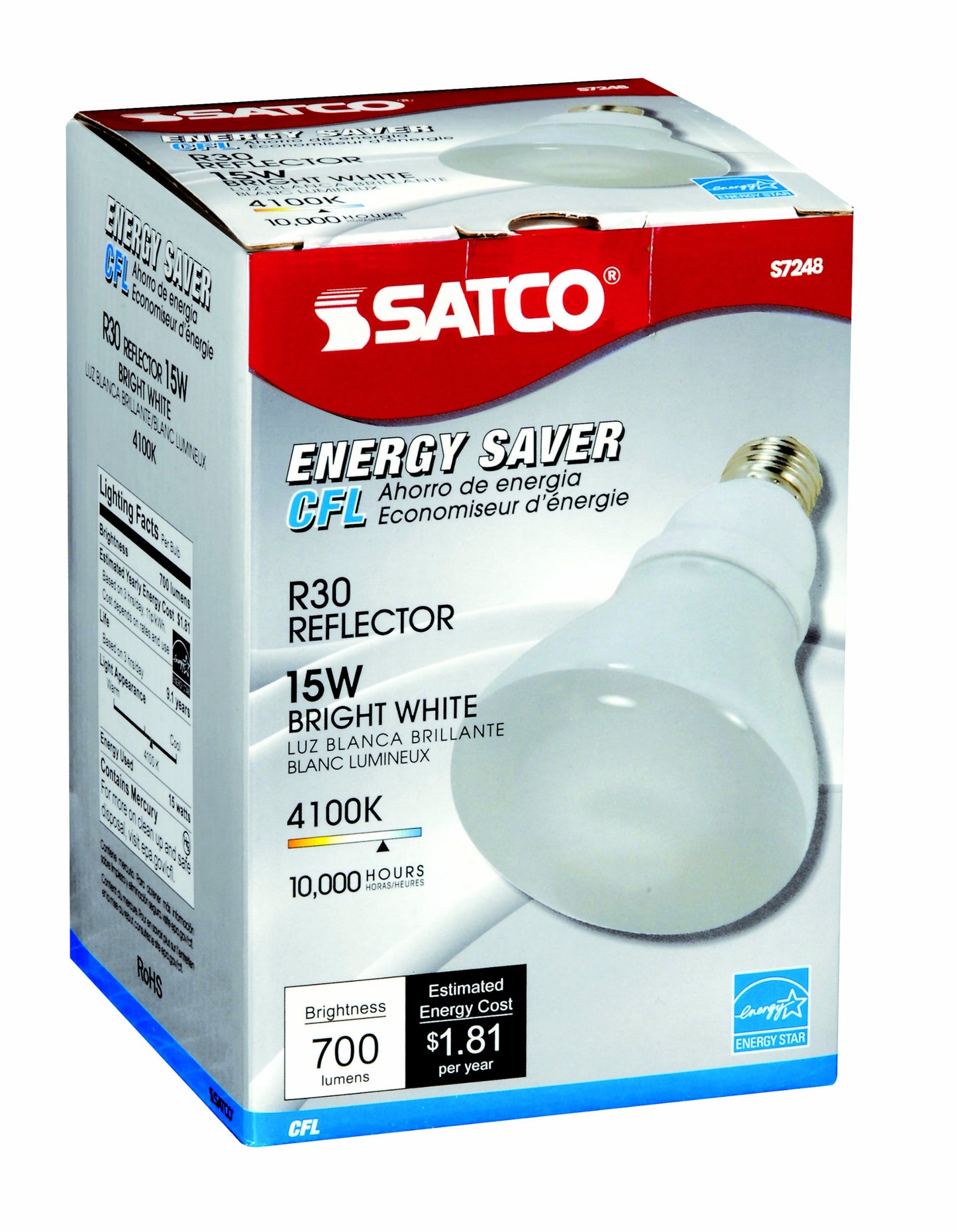 Satco S7248 Medium Light Bulb in White finish, 5.38 inches