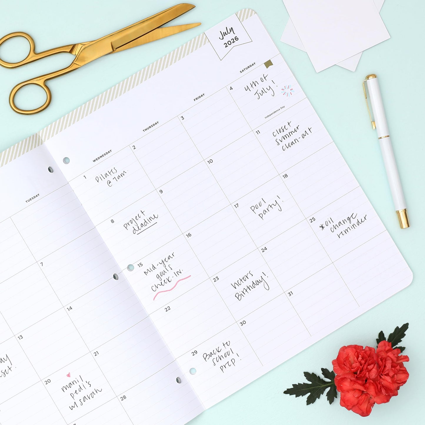 Blue Sky 2026-2027 Monthly Academic Planner, 8.5"x11", Secret Garden Mint