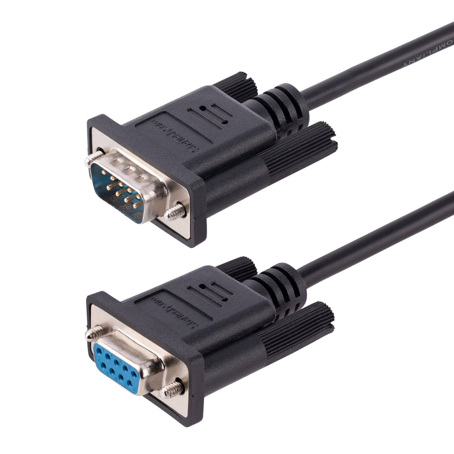 StarTech.com 3m RS232 Serial Null Modem Cable, Crossover Serial Cable w/Al-Mylar Shielding, DB9 Serial COM Port Cable Female to Male, Compatible w/DTE