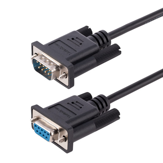 StarTech.com 3m RS232 Serial Null Modem Cable, Crossover Serial Cable w/Al-Mylar Shielding, DB9 Serial COM Port Cable Female to Male, Compatible w/DTE