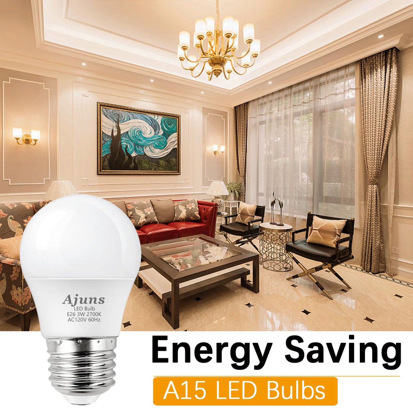 Ajuns LED Bulb 3W 25 Watt Light Bulbs Equivalent A15 120V 25W Bulb 2700K Soft White Low Watt Light Bulb Table Lamp for Bedroom 12Pack