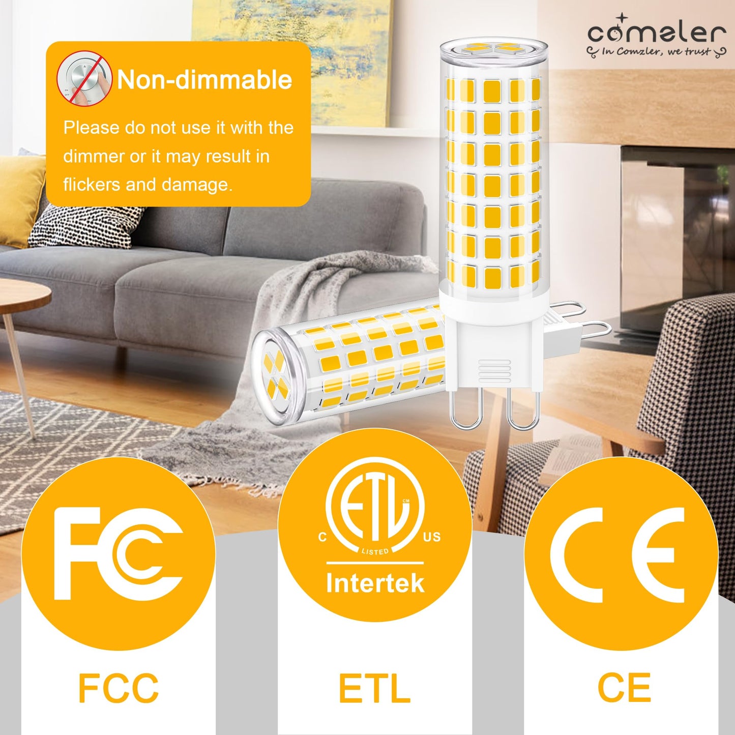 comzler G9 LED Light Bulbs 60W Equivalent 3000K Soft White for Chandelier