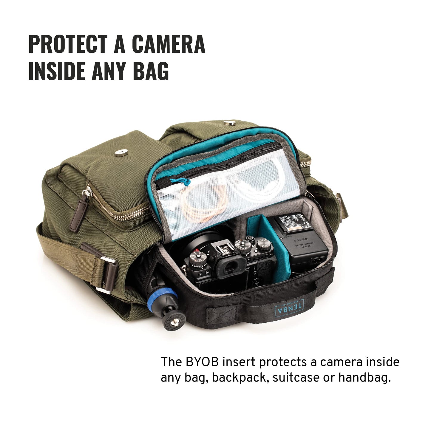 Tenba BYOB 9 Slim Backpack Insert - Turns any bag into a camera bag for DSLR and Mirrorless cameras and lenses - Blue (636-621)