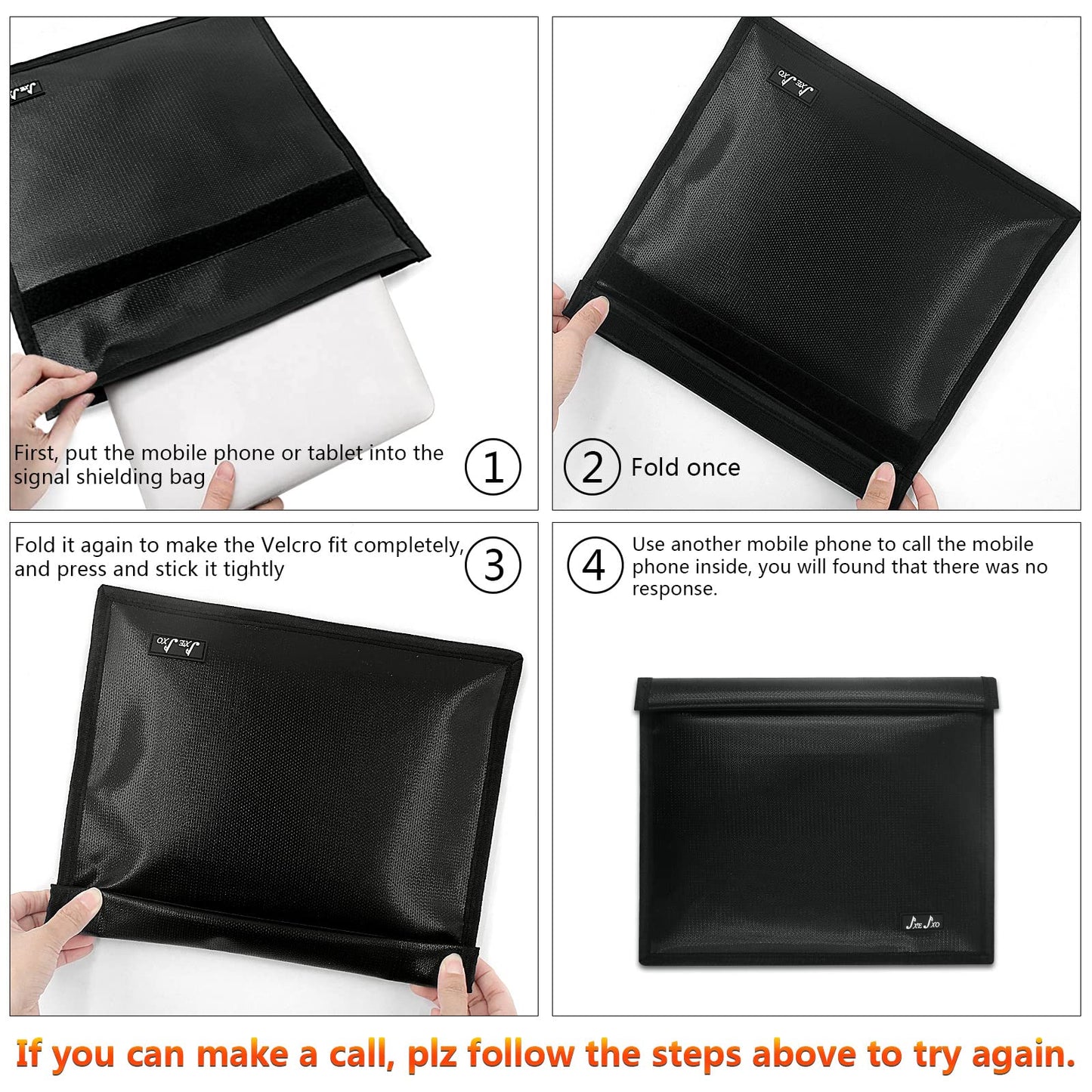 JXE JXO 4 Pack Faraday Bags Military Grade, Faraday Bag for Laptops & Tablets & Phones, Faraday Bags Emp Proof, Faraday Cages, EMP Protection, RFID