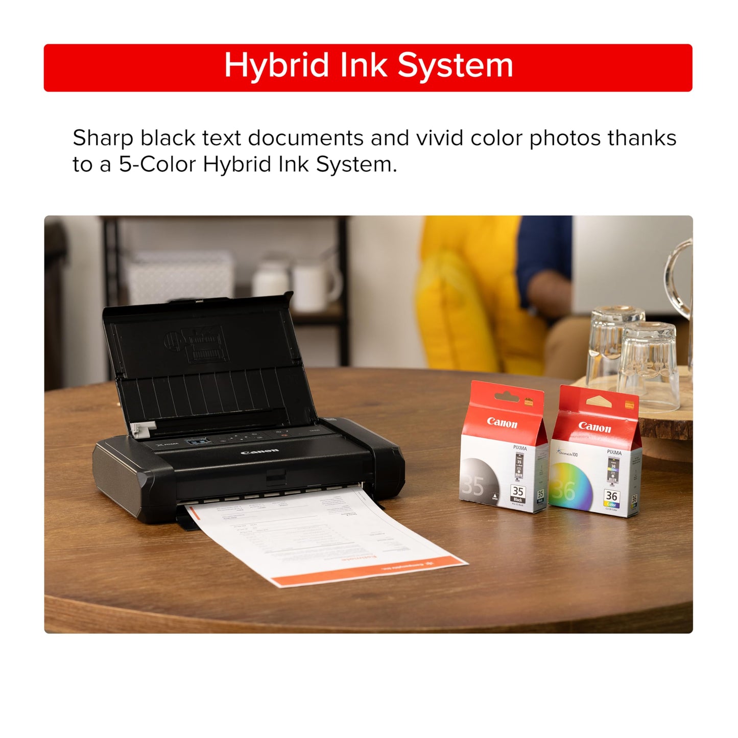 Canon PIXMA TR160 Wireless Portable Lightweight Compact Printer, 50-Sheet Paper Tray and 1.44" Display - Print On-The-Go