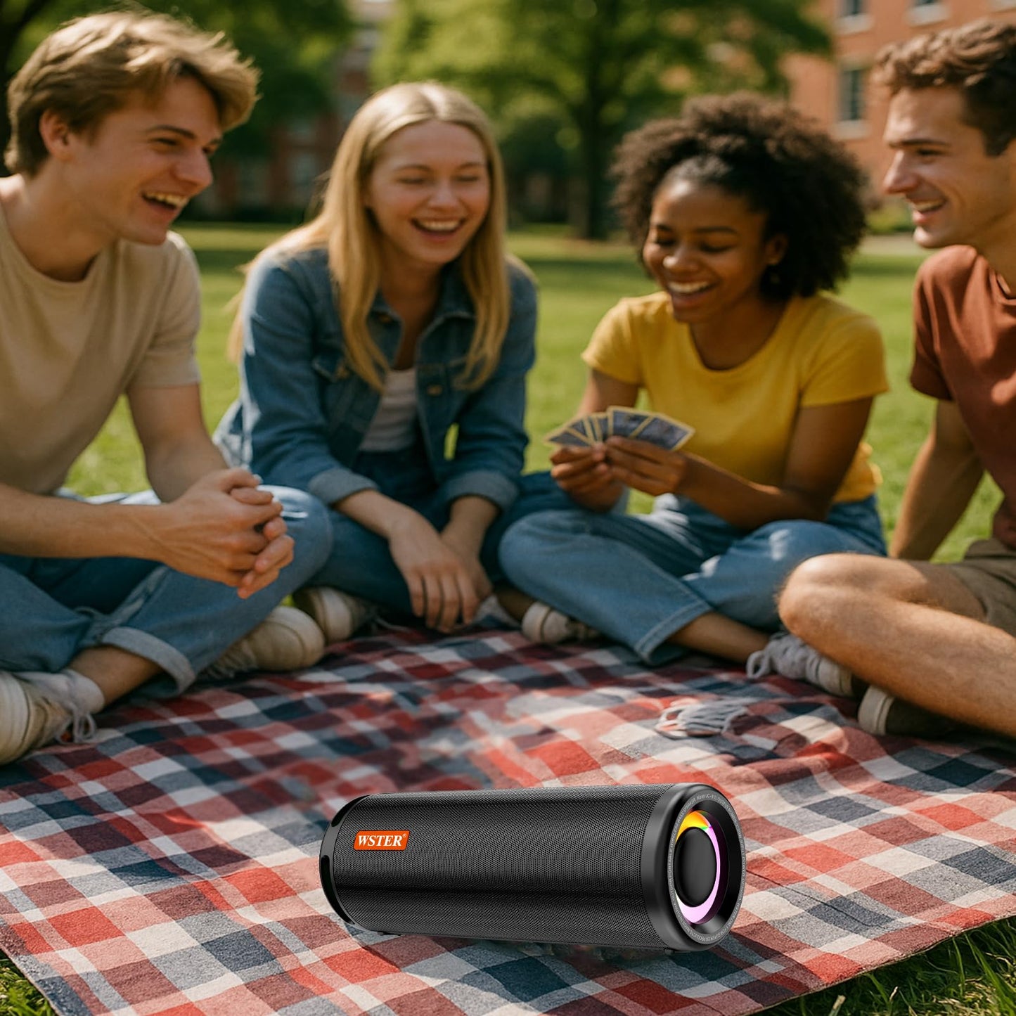 WSTER WS-810 Bluetooth Speaker with HD Sound, Portable Wireless, Output Power 40W*2, TWS Pairing, BT5.3, Supports FM and TF Input,