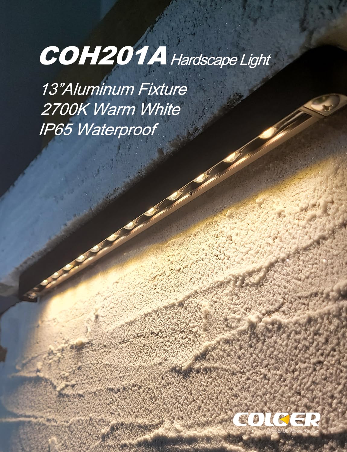 COLOER 13 Inch LED Hardscape Lighting, Retaining Wall Lights, 12V AC/DC Low Voltage Paver Light, 2.5W Outdoor Step Lights, IP65 Waterproof Stair