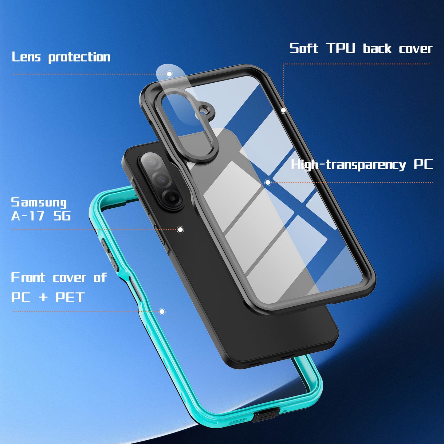 for Samsung Galaxy A17 5G Phone Case Waterproof, [IP68 Waterproof Dustproof] [Built-in Screen Protector] Rugged Full Body Underwater Shockproof