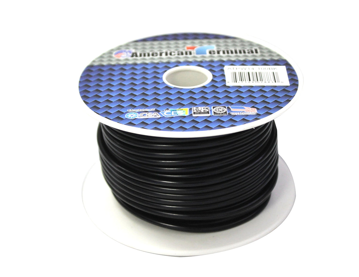 American Terminal ATPW14-100BK 14 Gauge Primary Wire, Black