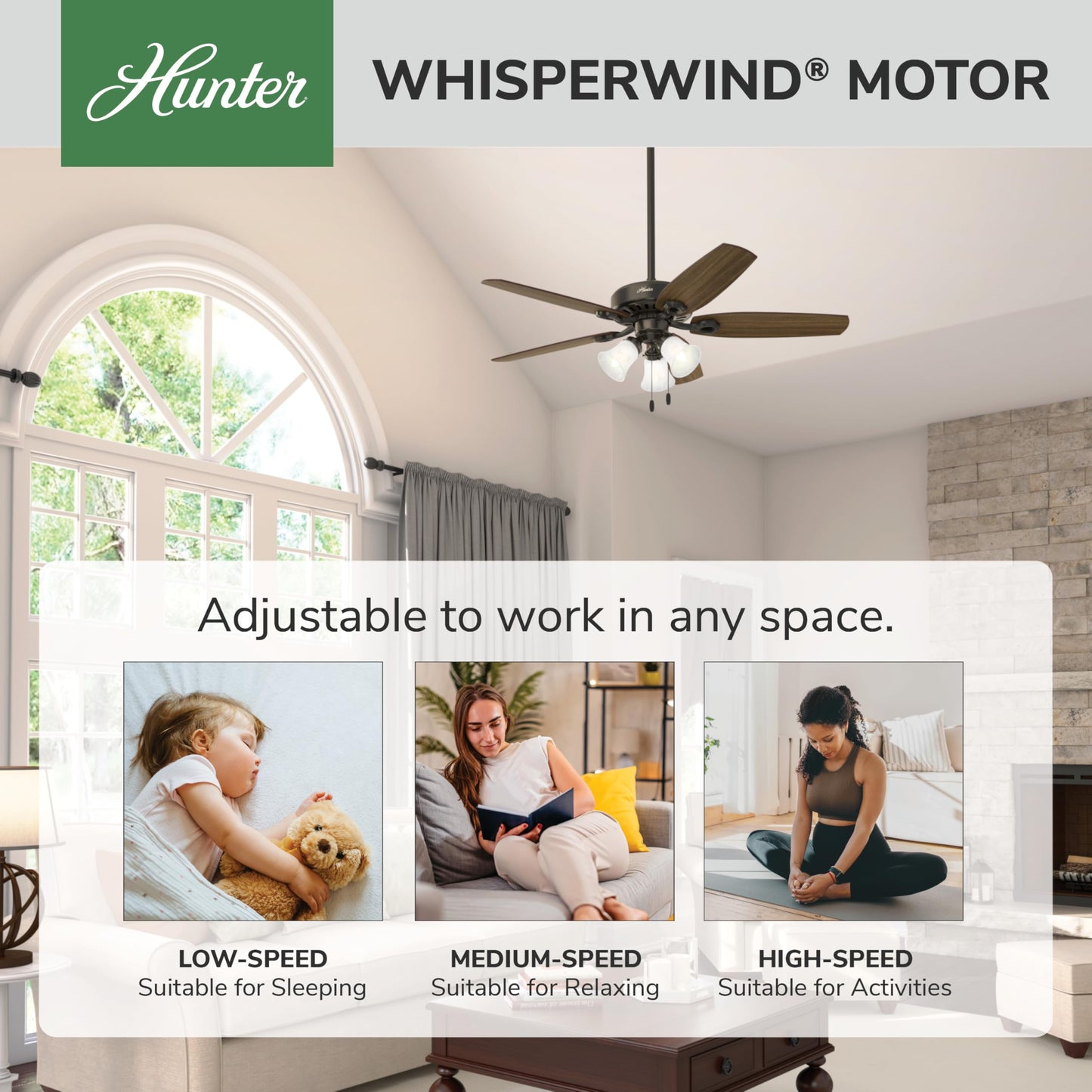 Hunter Builder Plus, Indoor, Ceiling Fan, Pull Chain, 52 inch, New Bronze