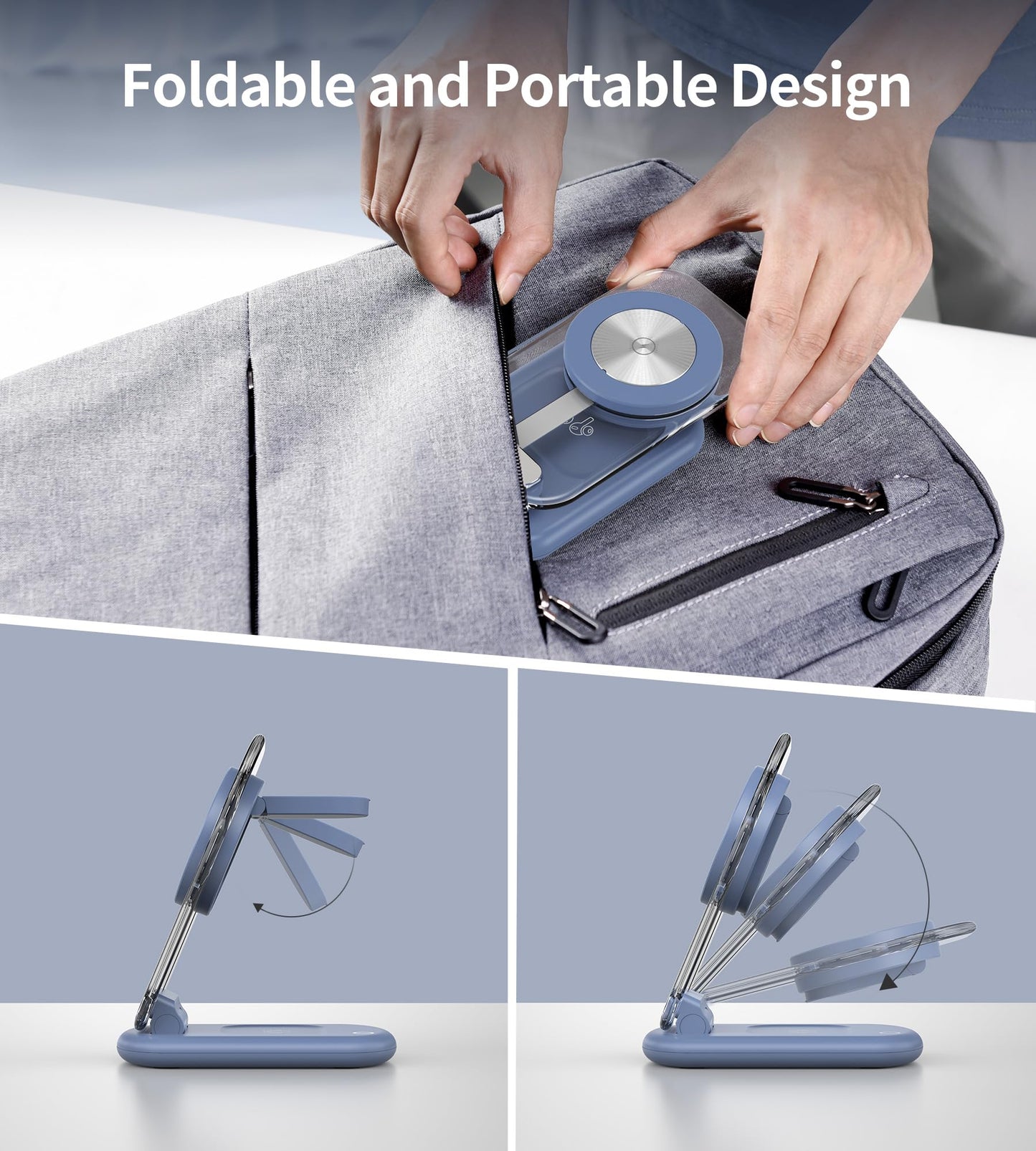 3 in 1 Magnetic Wireless Charging Station for Apple Devices, Fast Foldable Mag-Safe Charger Stand with Night Light for iPhone 17 16 15 14 13 12