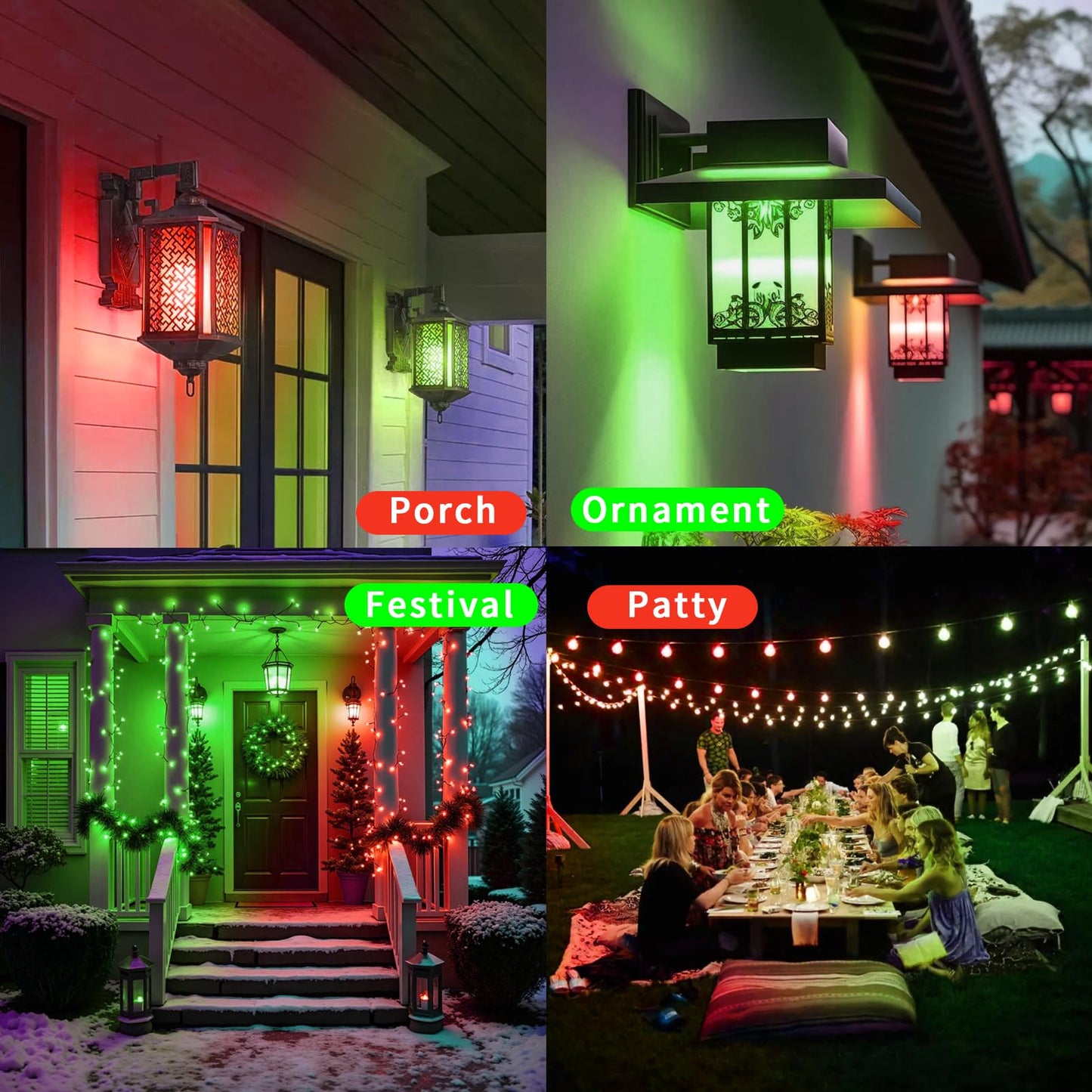 JAHEKS Red Green Flame Light Bulbs, Flickering Light Bulb with 4 Modes Upside Down Effect, 5W E26 Base LED Fire Lights for Christmas Halloween, Indoor