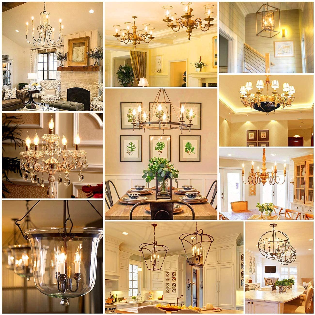 ANWIO Flame Tip LED Filament Bulb Candelabra E12 Base, Dimmable 4.5W (60W Equivalent) B11 Chandelier Candle Light Bulb, 2700K Warm White 6-Pack