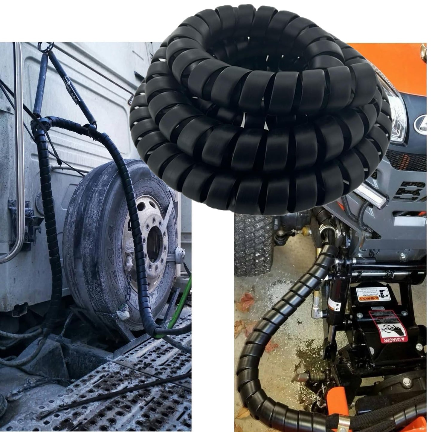 Spiral Wrap Cable Protector Pre-Cut Lengths - Safe Hose Protector to Avoid Wear and Extend Life for Hydraulic Pneumatic Hoses (1.25" OD x 10')