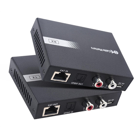 Cable Matters 990ft Extra Long Range Audio Over Ethernet Adapter Kit with Built-in Digital to Analog Converter(DAC), Support Optical Audio Toslink