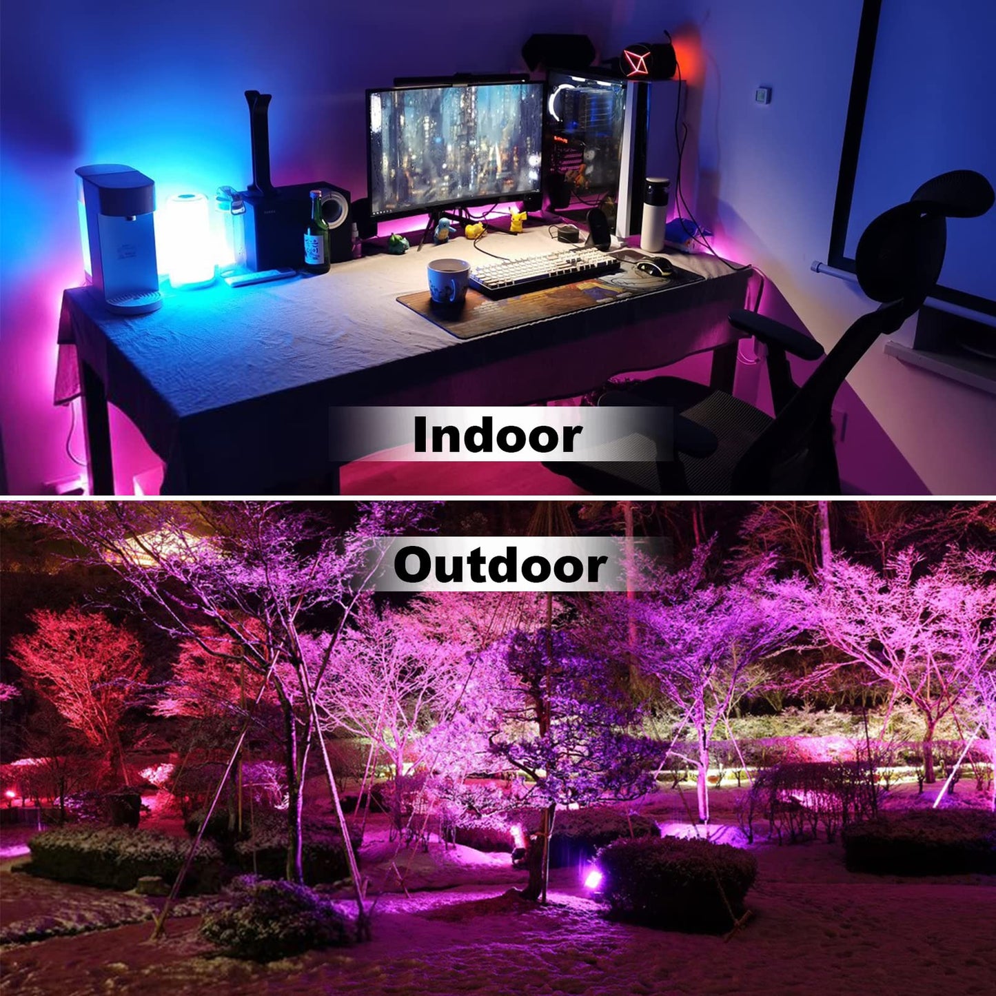 LED Flood Light Outdoor 500W Equivalent Color Changing Landscape Lighting, 24H Timing+120 Colors Strobe+2700K Warm White+DIY Flash, IP66 Waterproof Up