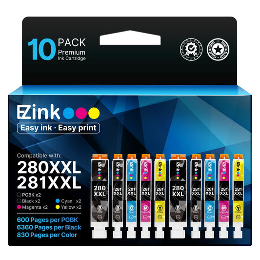 E-Z Ink 10 Pack 280 281 XXL Ink Cartridges for Canon 280 281 Ink Cartridges