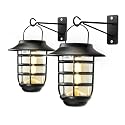 Home Zone Security 2 Packs Solar Wall Hanging Lights Outdoor 3000K Warm Up to 8 Hours Light Dawn Motion Sensor Auto, IP65 Waterproof, No Wiring
