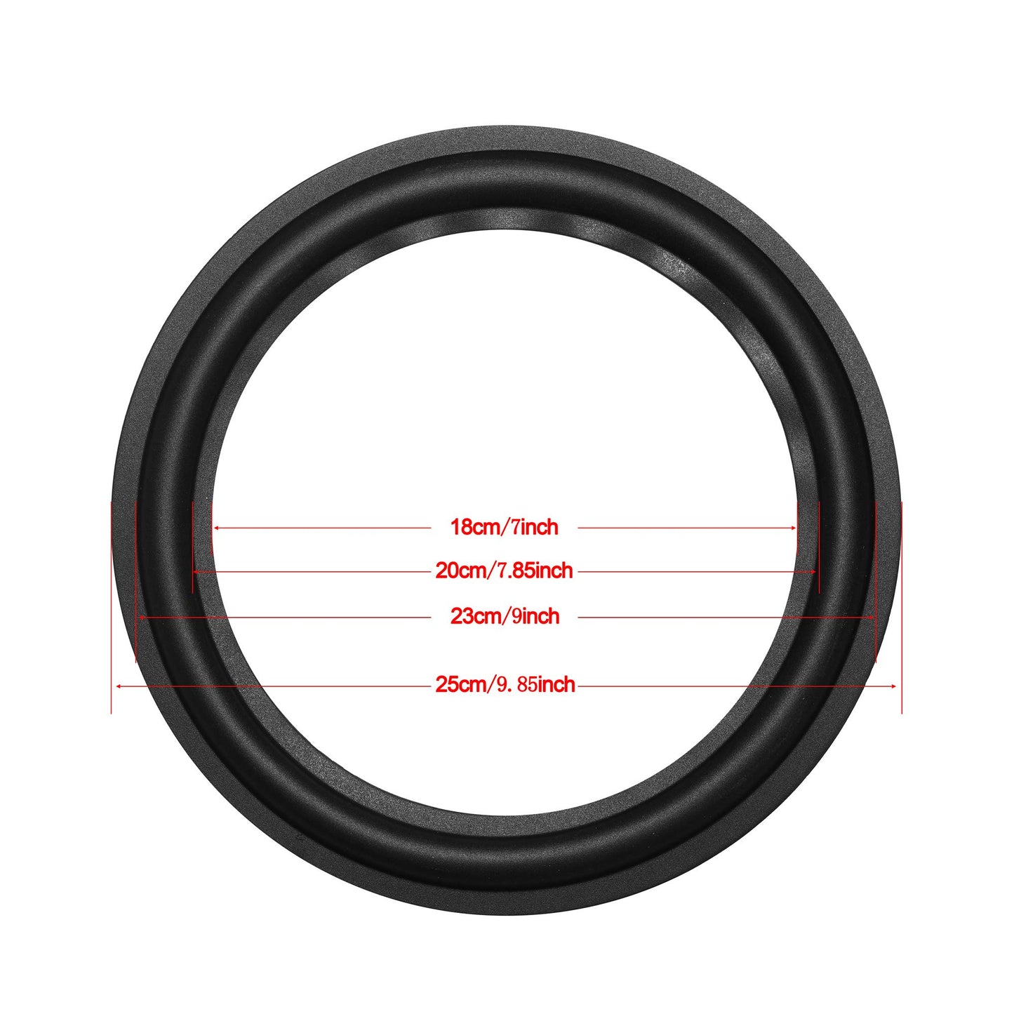 2pcs Black Color 8” Rubber Speaker Edge Surround Rings Replacement Parts for Speaker Repair or DIY (10")