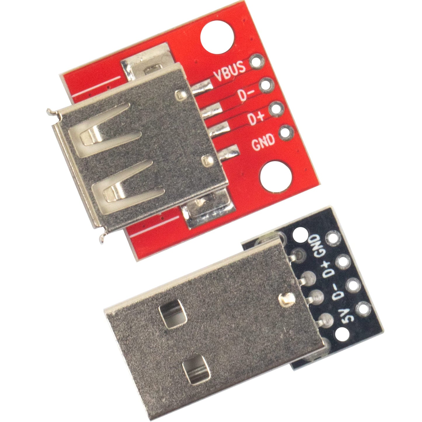jujinglobal 10pcs USB 2.0 Type A Male and Female Breakout Board 4 pins 2.54mm Output (5pcs Male Port / 5pcs Female Port)