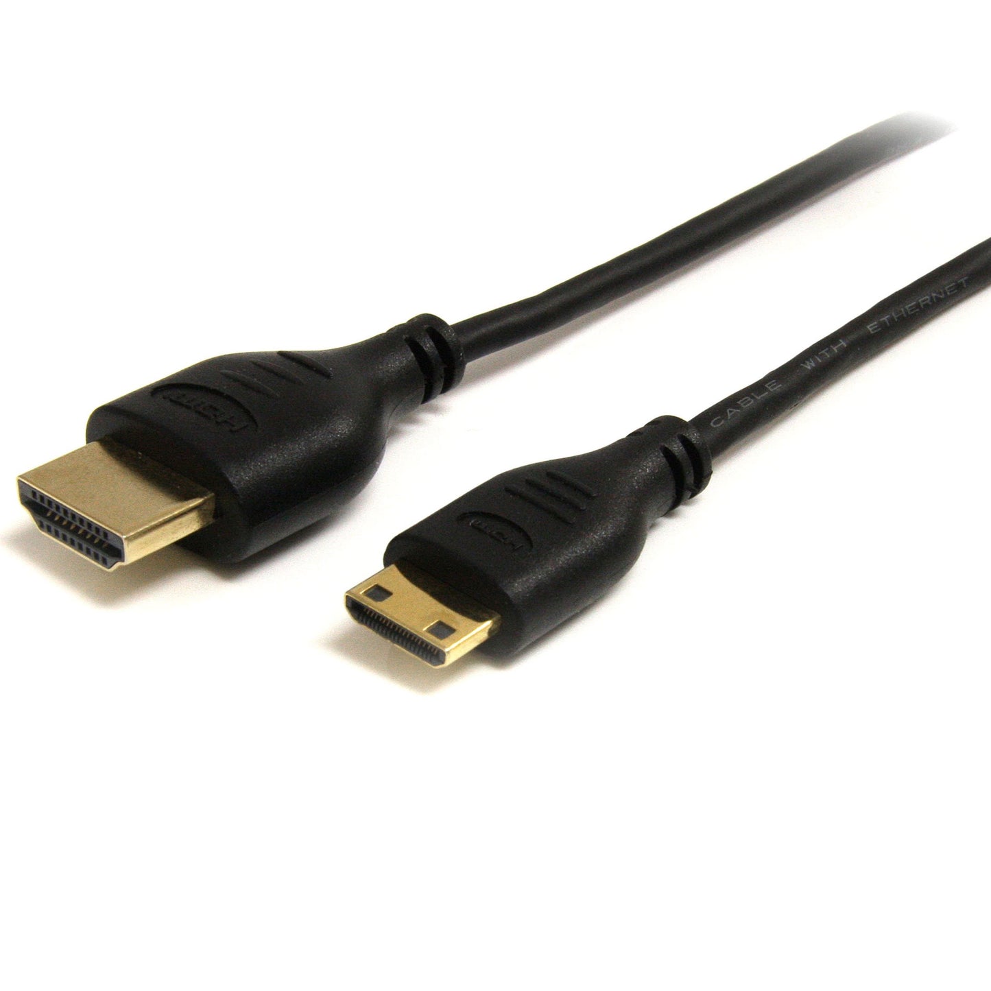StarTech.com 3 ft Slim High Speed HDMI Cable with Ethernet - HDMI to HDMI Mini M/M (HDMIACMM3S),Black, 1 Count (Pack of 1)