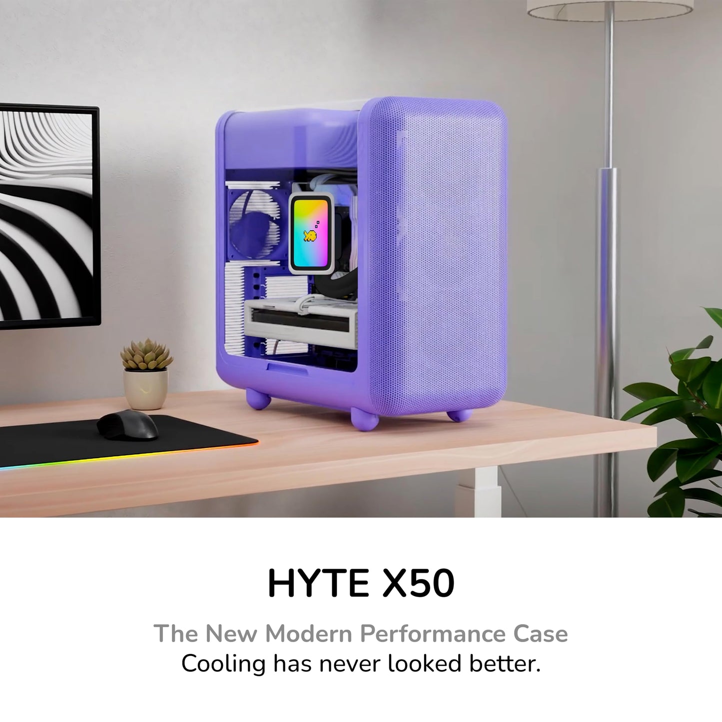 HYTE X50 - Modern Performance ATX Mid-Tower Gaming PC Case - Optimized High Airflow Chassis - 4mm Thick, Curved, Laminated Acoustic Glass - Micro Mesh