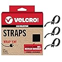 VELCRO Brand ECO Collection | 5 Inch Small Straps for Cords | Reusable Cable Ties | 3/8" Wide, Black, 50 Pack