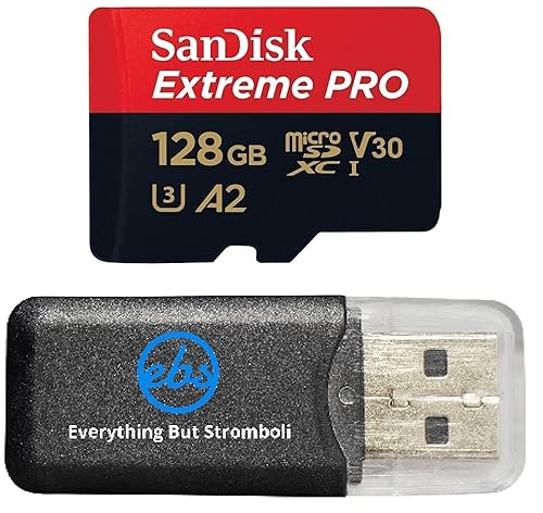 SanDisk 128GB Extreme Pro MicroSDXC Memory Card, Compatible with GoPro Max 2, Lit Hero, HERO13 Black, Ultra Wide (SDSQXCD-128G-GN6MA) V30 A2 Bundle