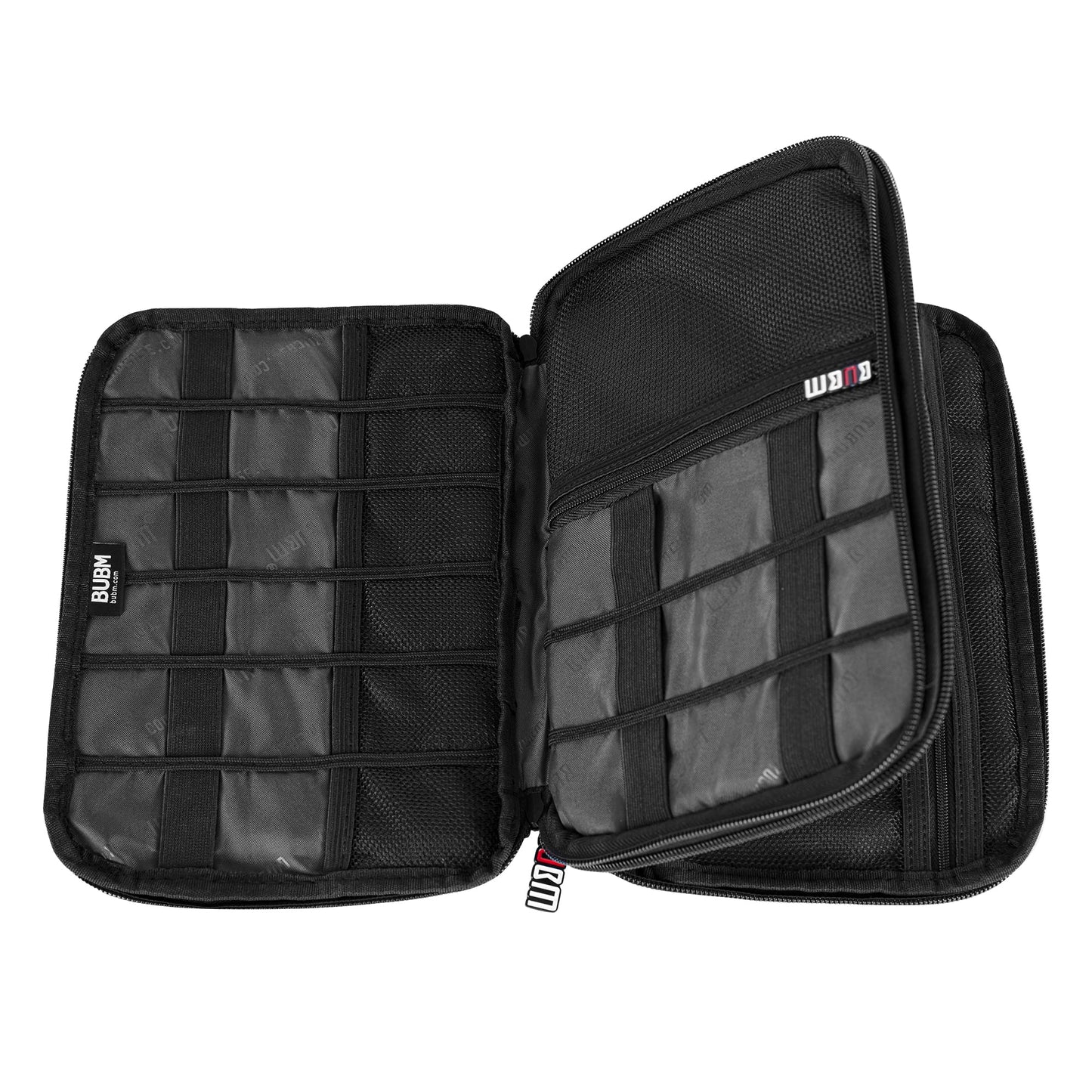 BUBM Double Layer Electronic Accessories Organizer, Travel Gadget Bag for Cables, USB Flash Drive, Plug and More, Perfect Size Fits for iPad Mini
