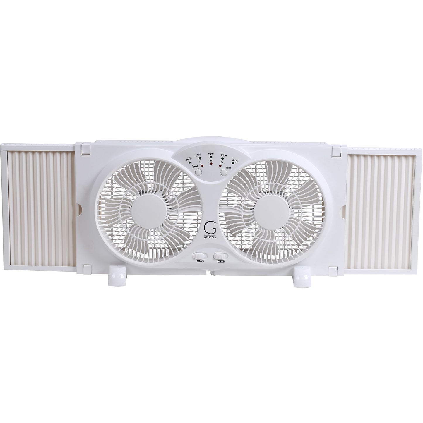 Genesis Twin Fan High Velocity Reversible AirFlow Fan, LED Indicator Lights Adjustable Thermostat & Max Cool Technology, ETL Certified, White