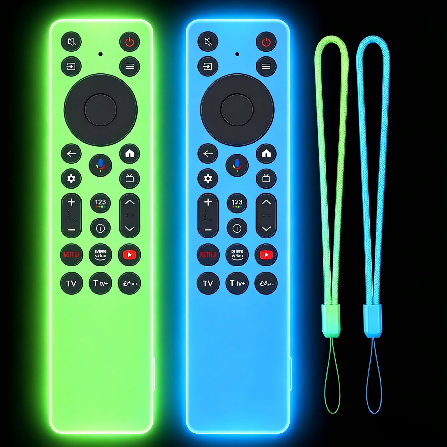 2PACK Climberer Cover for TCL RC923A FMB1 / RC813A FMB1 2025 QM6K QM7K TV Remote, Silicone Case Glow in Dark - Blue+Green