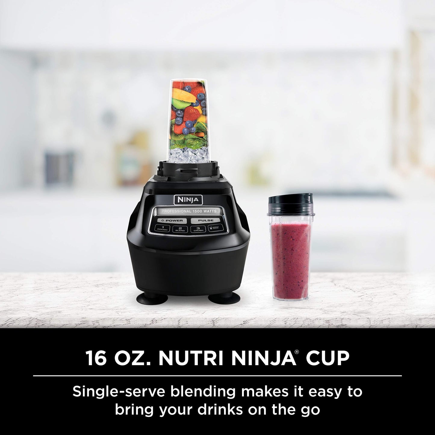 Ninja Mega Kitchen System BL770 – 1500W Blender & 8-Cup Food Processor, 72oz Pitcher, 2 To-Go Cups, Total Crushing for Smoothies, Ice & Dough, Black