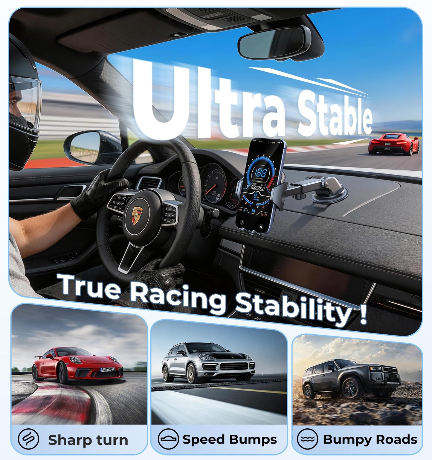 VICSEED [No.1 Powerful Suction] [Rally Racing-Grade Stability] Phone Holders for Your Car 2026 Upgraded Car Phone Holder Mount Truck Stand