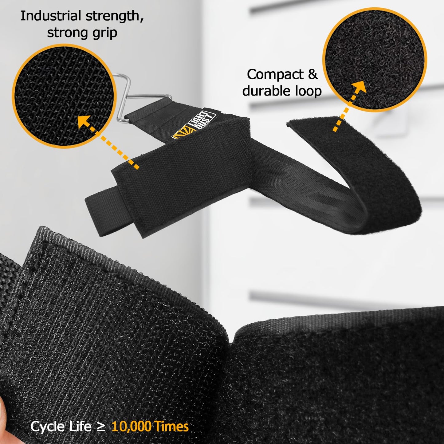 Hanging Extension Cord Holder - Storage Wrap Straps with Metal Hooks 10Pack 15" 22" Heavy Duty Garage Organizer Tool Hangers - Garden Hose Power