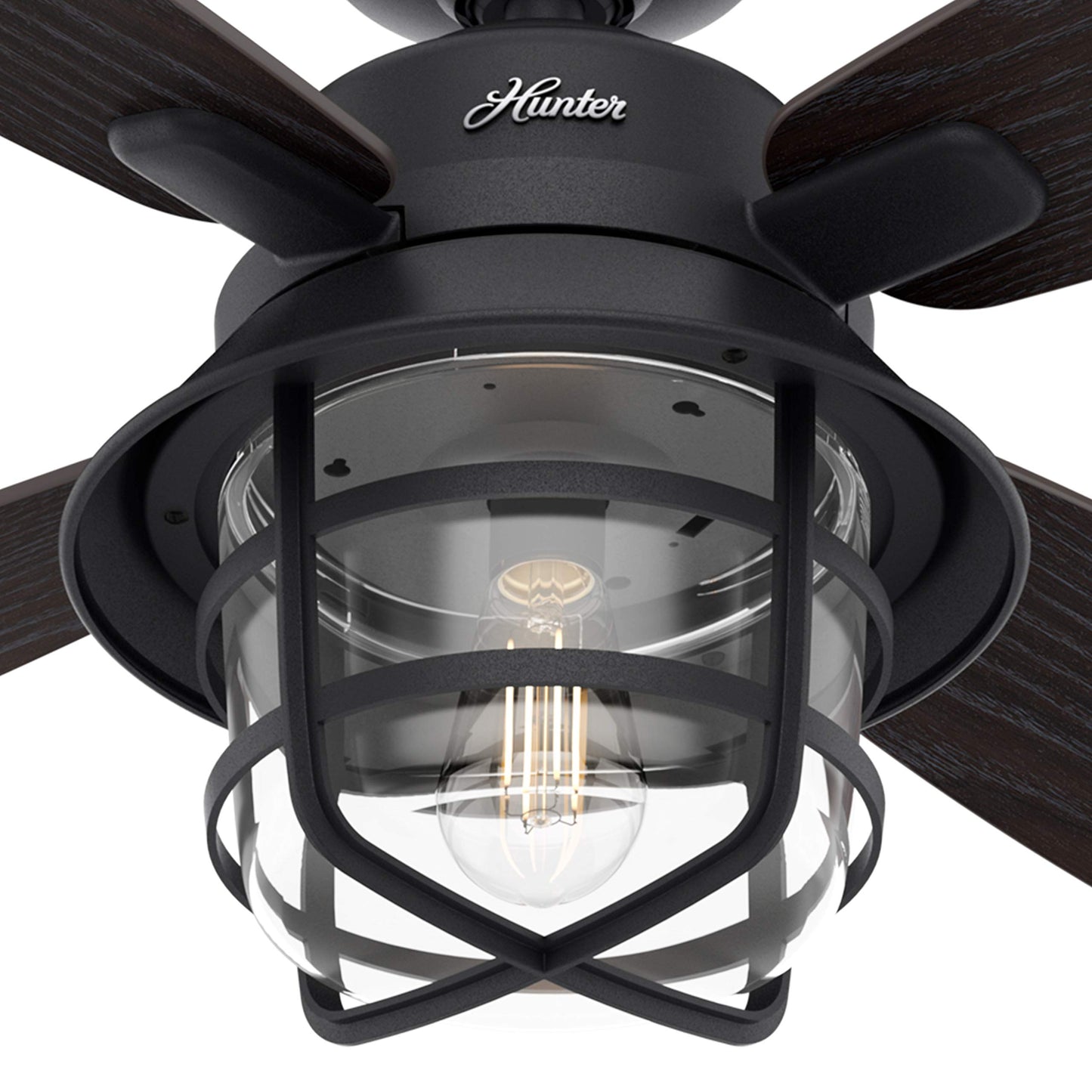 Hunter Fan 52 inch Natural Iron Indoor or Outdoor Ceiling Fan with Light and Remote Control for Patios, Living Room, Bathroom, Kitchen, Garage