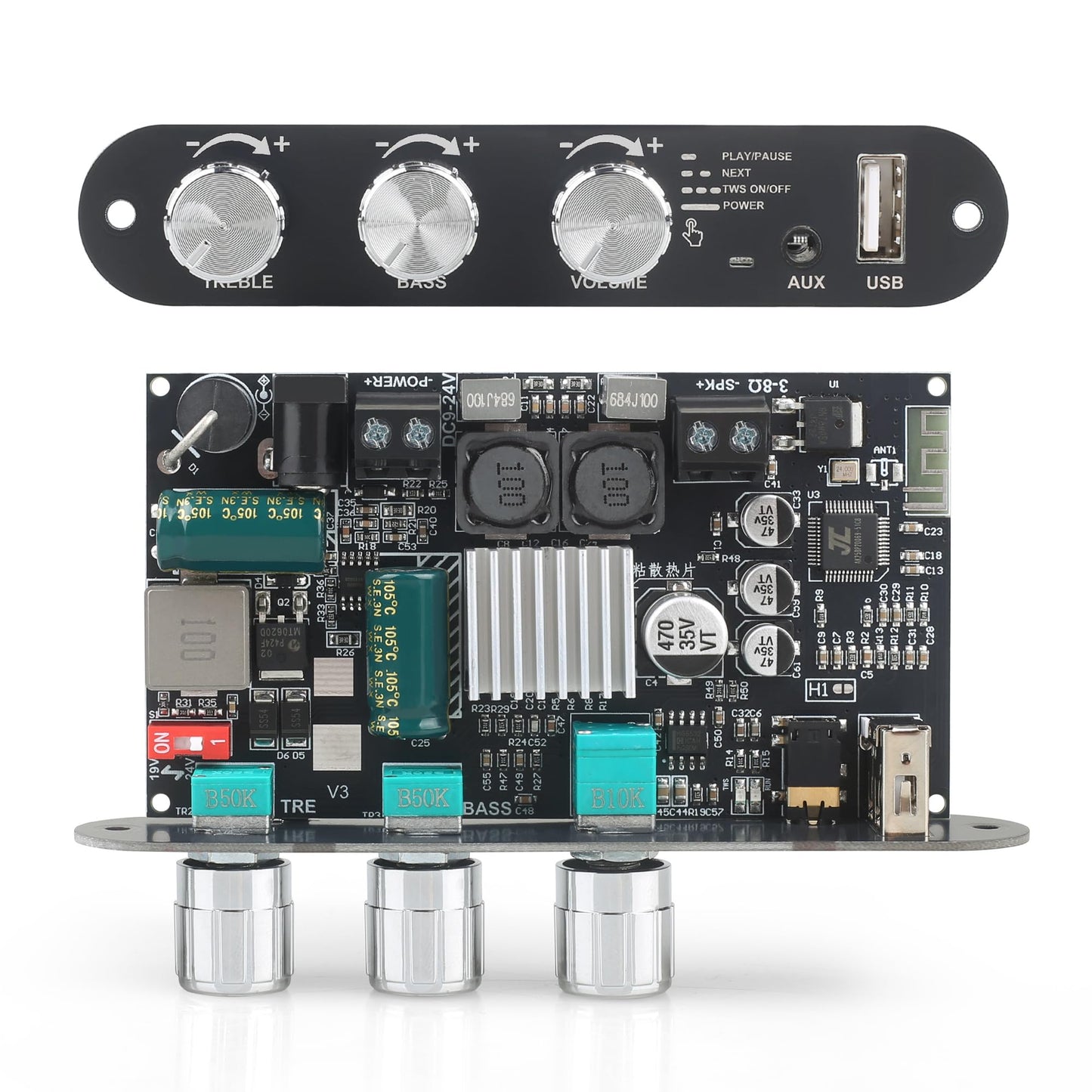 ZK-1001U 100W Mono Amplifier Board with TWS & Bluetooth 5.3, High Power Audio Amp Module for DIY Desktop Speakers & Vehicle, Supports USB/AUX Input
