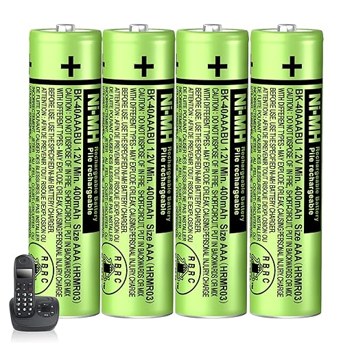 BENNTOP BK-40AAABU NIMH AAA Rechargeable Batteries 1.2V 400mah 4-Pack NIMH AAA Battery for Panasonic Cordless Phones, Remote Controls, Electronics