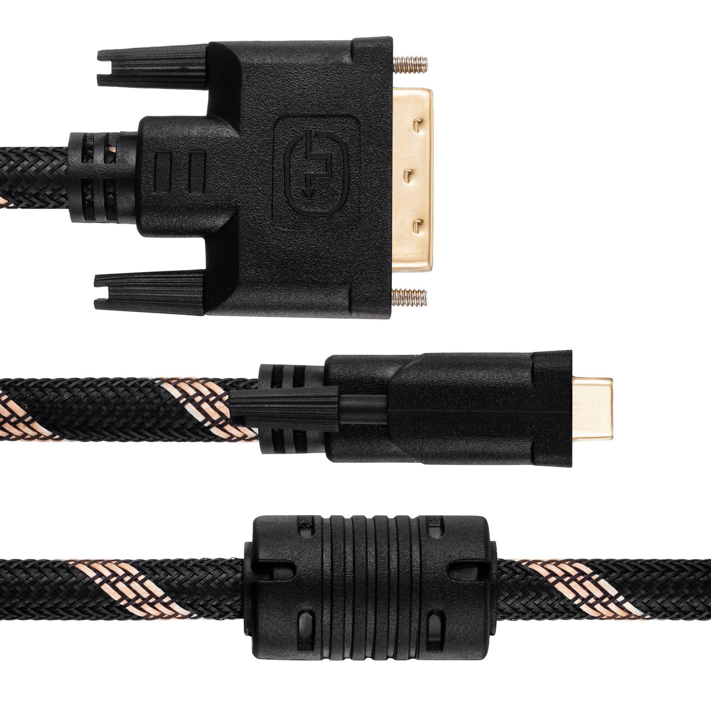 DVI to DVI Cable 50Ft,Nylon Braided DVI-D 24+1 Dual Link Male to Male Digital Video Cable Gold Plated with Ferrite Core Support 2560x1600 for Gaming