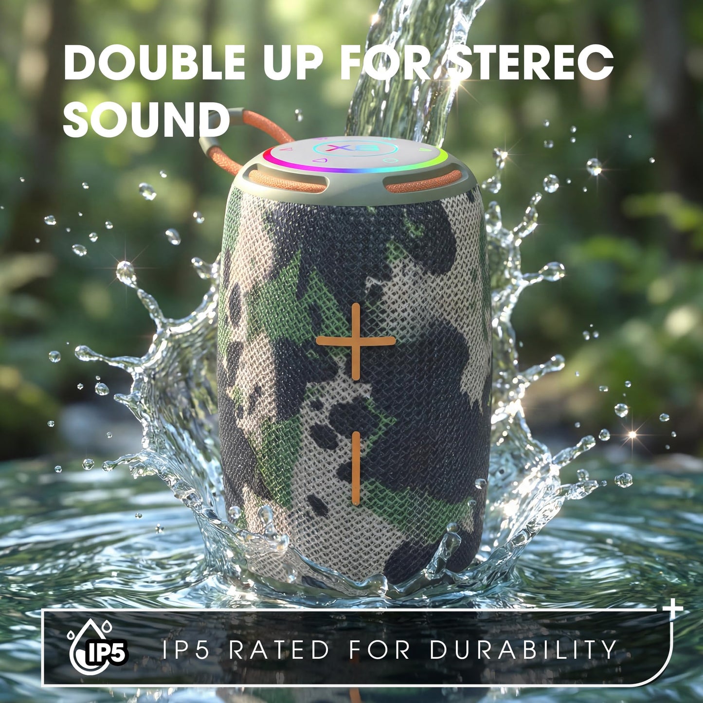PJGCWB Portable Bluetooth Speaker, IPX5 Waterproof, Mini with Subwoofer, 10 Hours Playtime, TWS Pairing, Black, for Home/Party/Outdoor (Army Green)