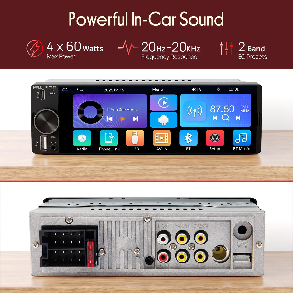 Pyle Apple CarPlay Single DIN Touchscreen Radio 6.26"