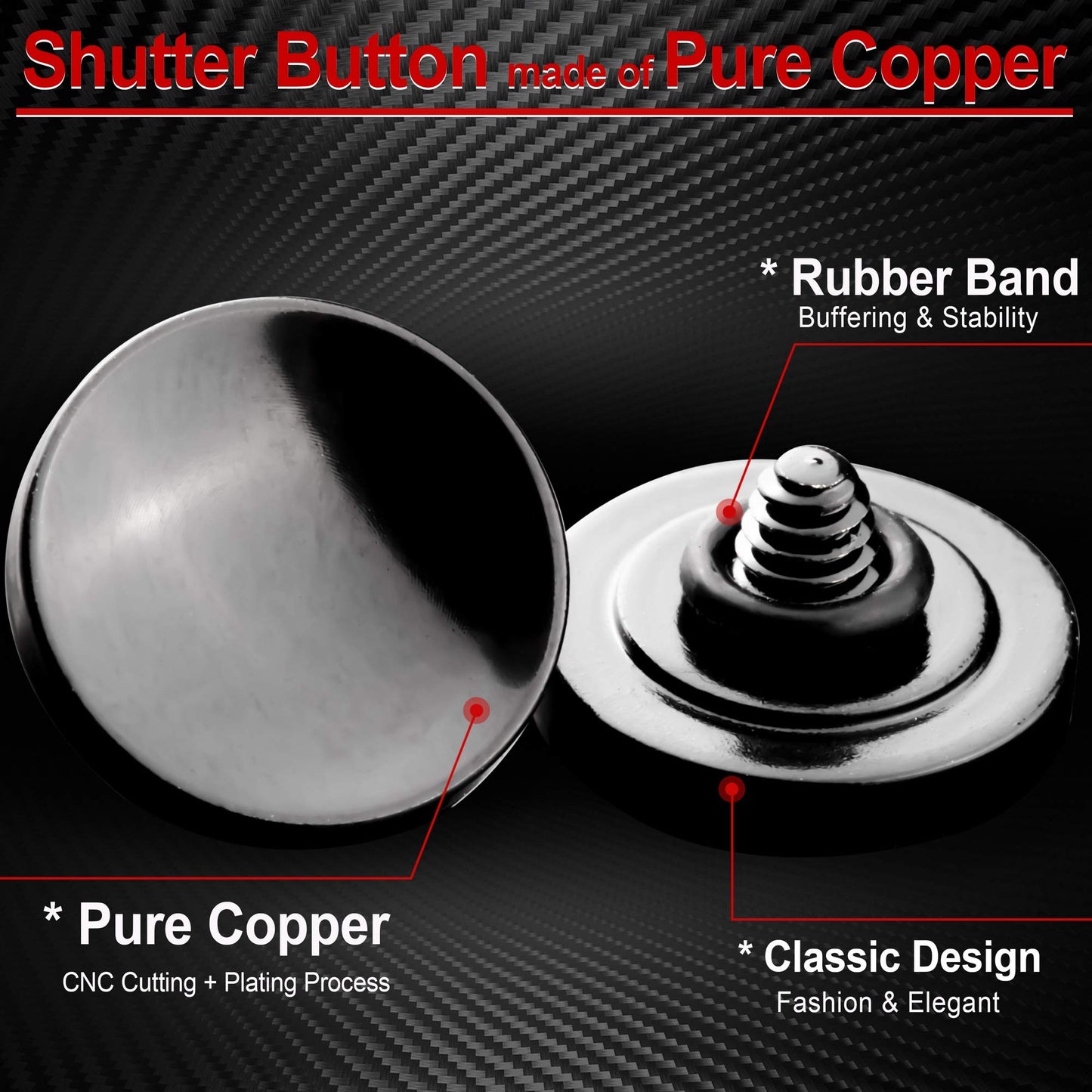 Soft Shutter Release Button (2 Pack/Black) High-end Concave Camera Shutter Button