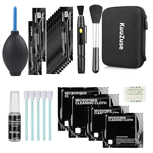 KuuZuse Professional DSLR Camera Cleaning Kit with APS-C Cleaning Swabs, Microfiber Cloths, Camera Cleaning Pen, for Camera Lens, Optical Lens
