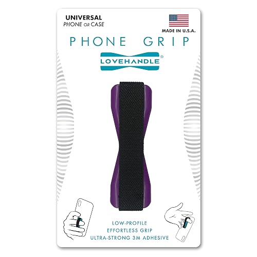 Love Handle dmd-03 Cell Phone Grip Love Handle Holds Device, Ultra Slim Pocket Friendly for Phone/Mini Tablet - Purple