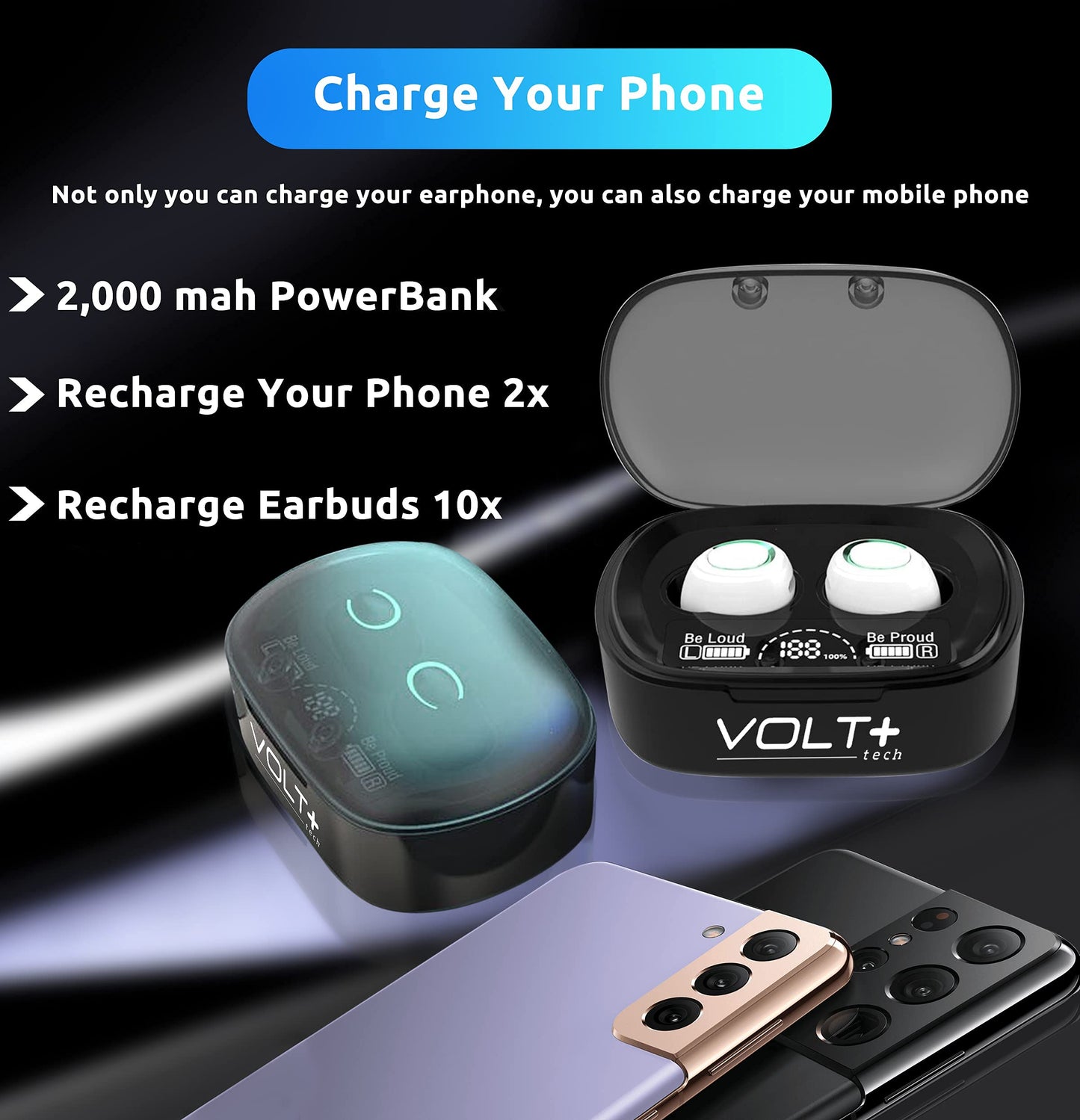 VOLT PLUS TECH Wireless V5.3 PRO Earbuds Compatible with Apple Samsung HP DELL Google Intel Nuc IPX3 Bluetooth Touch Waterproof/Sweatproof/Noise…