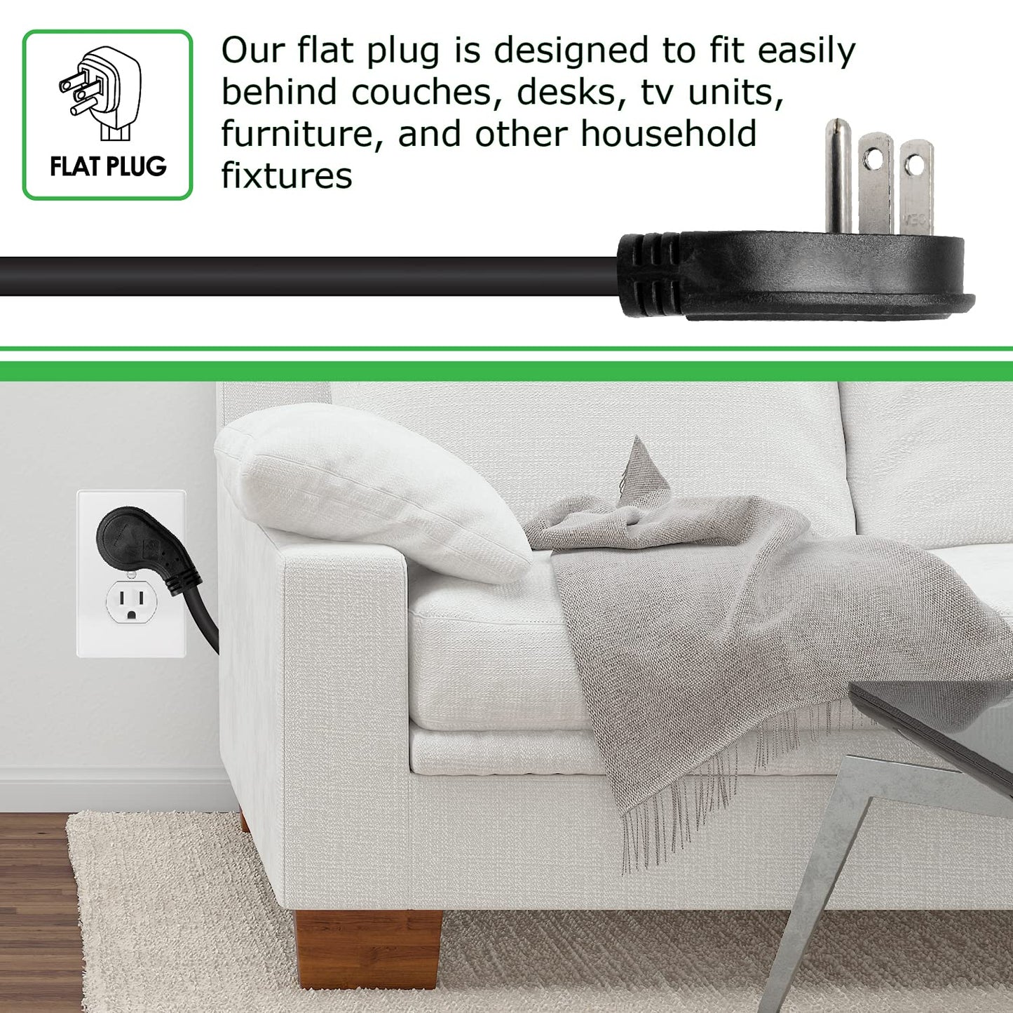 Digital Energy USB-C and USB-A 8 Outlet 8 Outlet 4200 Joules Surge Protector Power Strip, 3 Wide Spaced Outlets, 6 Foot 14/3 AWG Cord, Black
