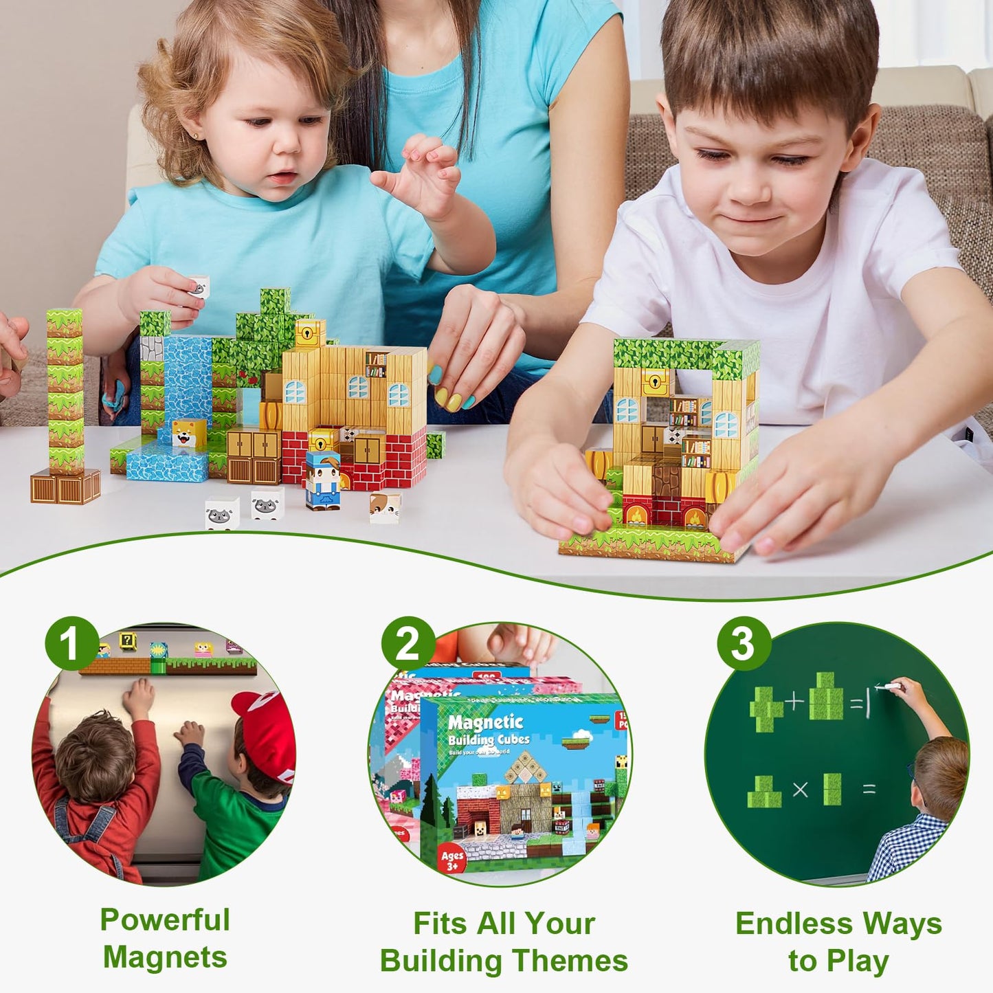 Fitrobust 200pcs Magnetic Building Blocks – STEM Magnet Cubes & Tiles Set for Kids Ages 3-10, Educational Toy, Birthday & Christmas Gift